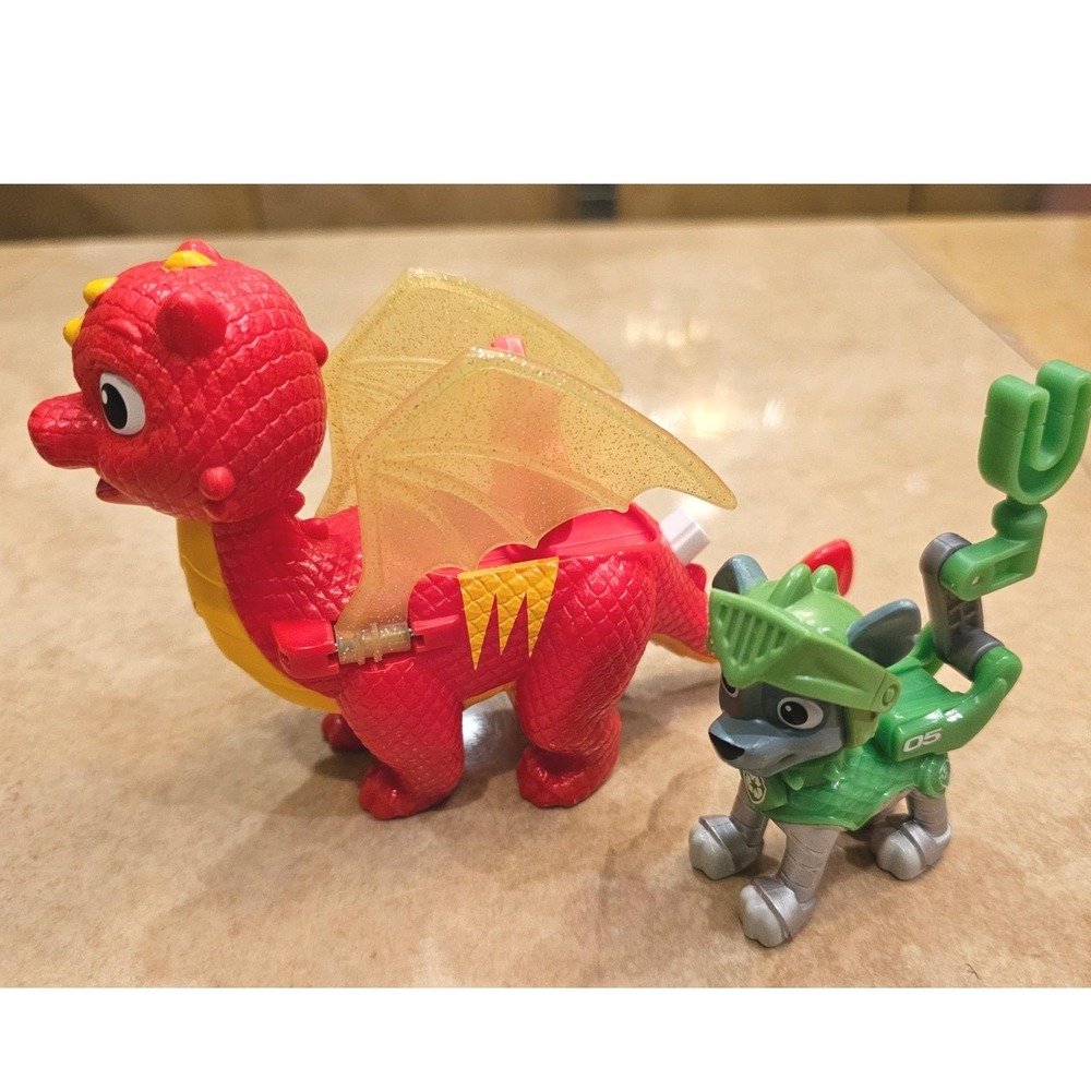 Paw Patrol Rescue Knights Rocky and Dragon Flame Action Figure Toy Playset